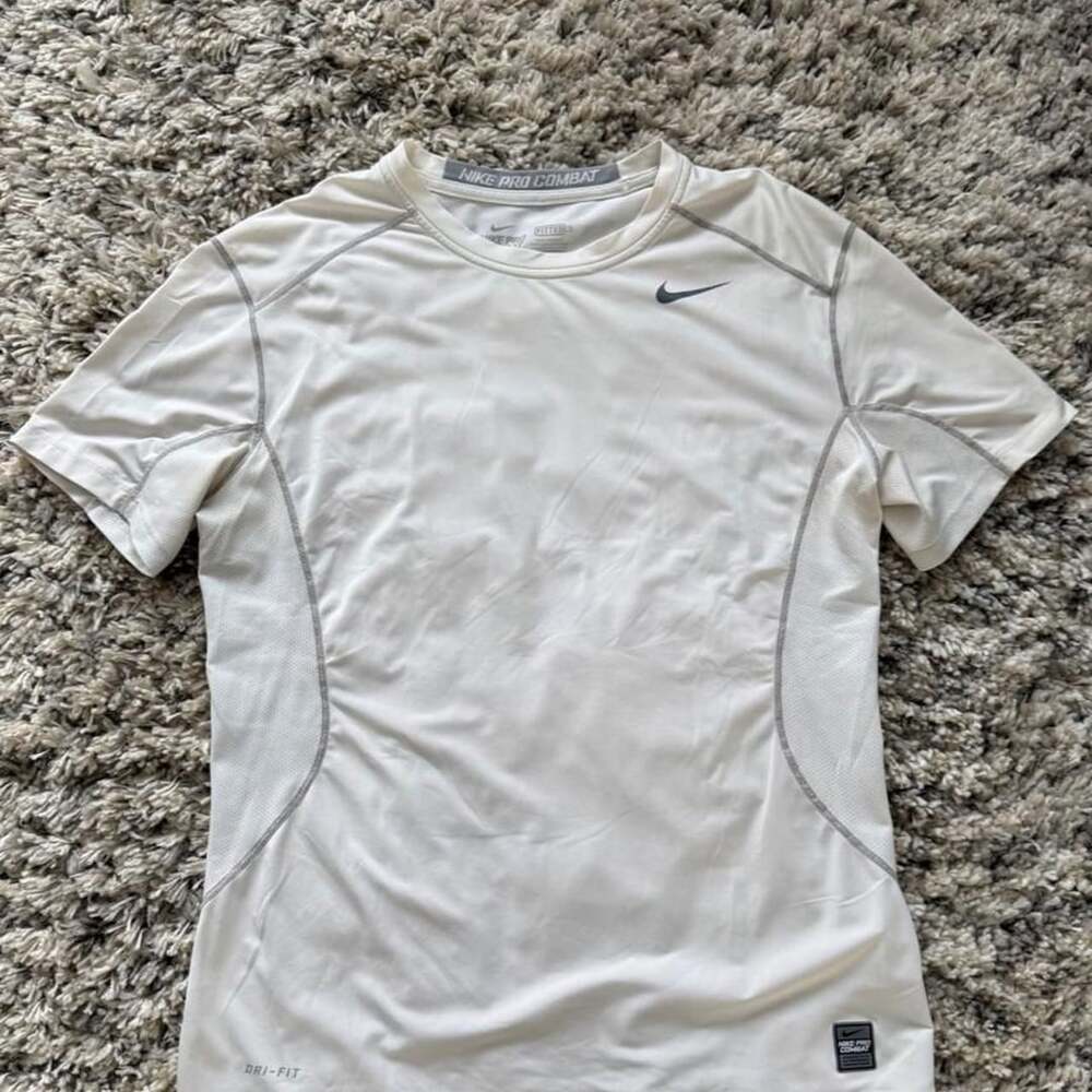 Nike Pro Combat Dri-Fit Fitted T-Shirt Size L White Athletic